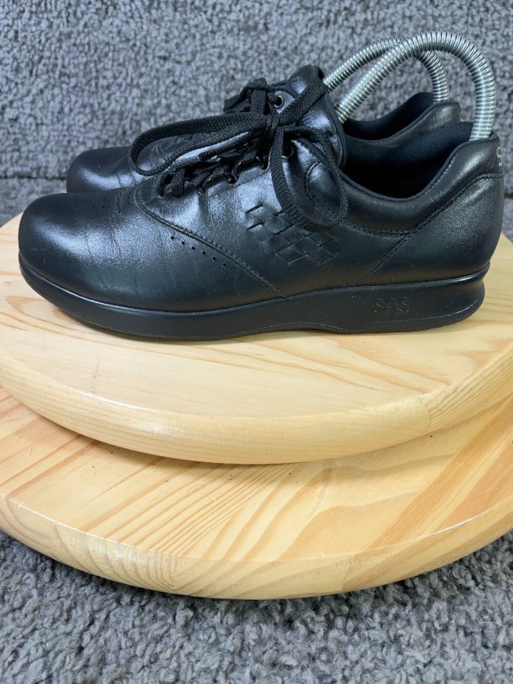 SAS Shoes Free Time Walking Sneaker Womens Size 7.5 Black Leather Made in USA